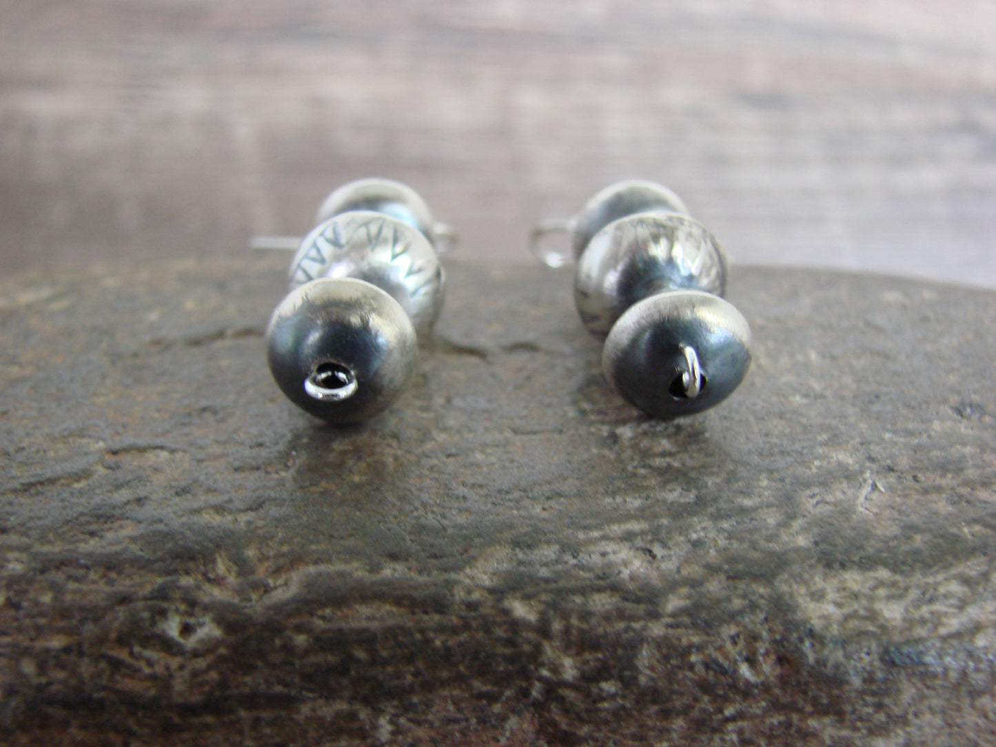 Native American Sterling Silver Navajo Pearl Dangle Earrings by Nez