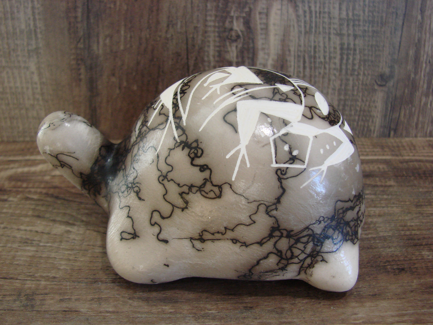 Native American Navajo Indian Pottery Horse Hair Turtle Sculpture by Vail