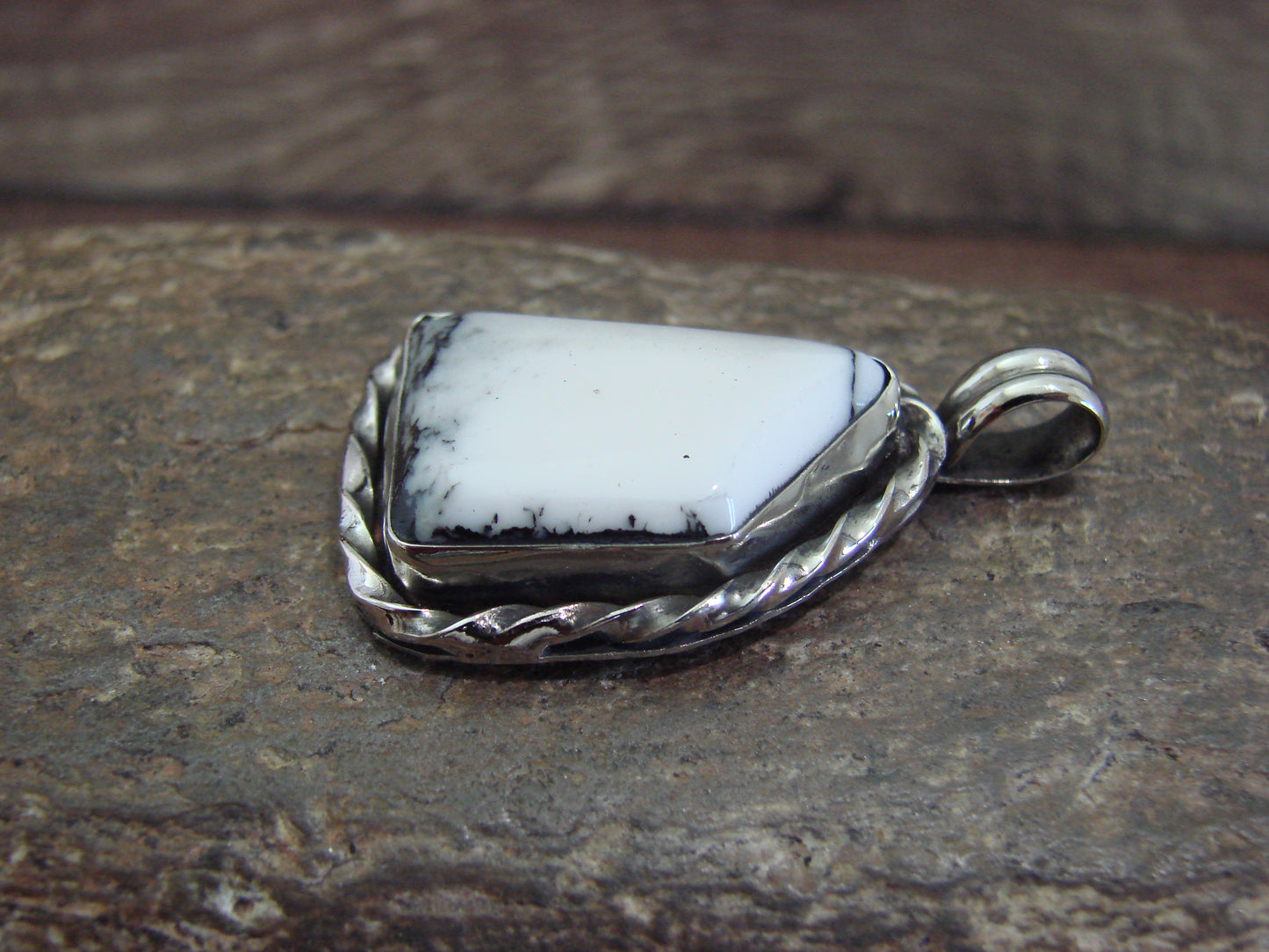 Native American Nickel Silver & Howlite Pendant - Cleveland