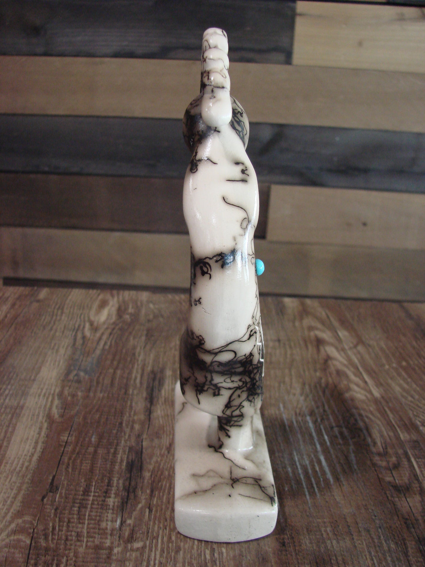Native American Pottery Horse Hair Kokopelli Sculpture by Vail