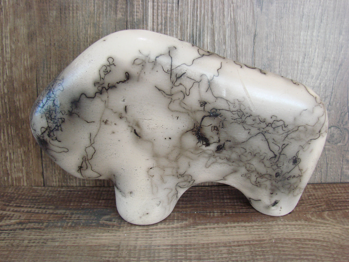Navajo Pottery Horse Hair Buffalo Sculpture by Vail