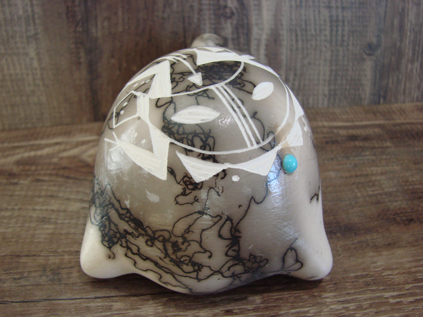 Native American Navajo Indian Pottery Horse Hair Turtle Sculpture by Vail