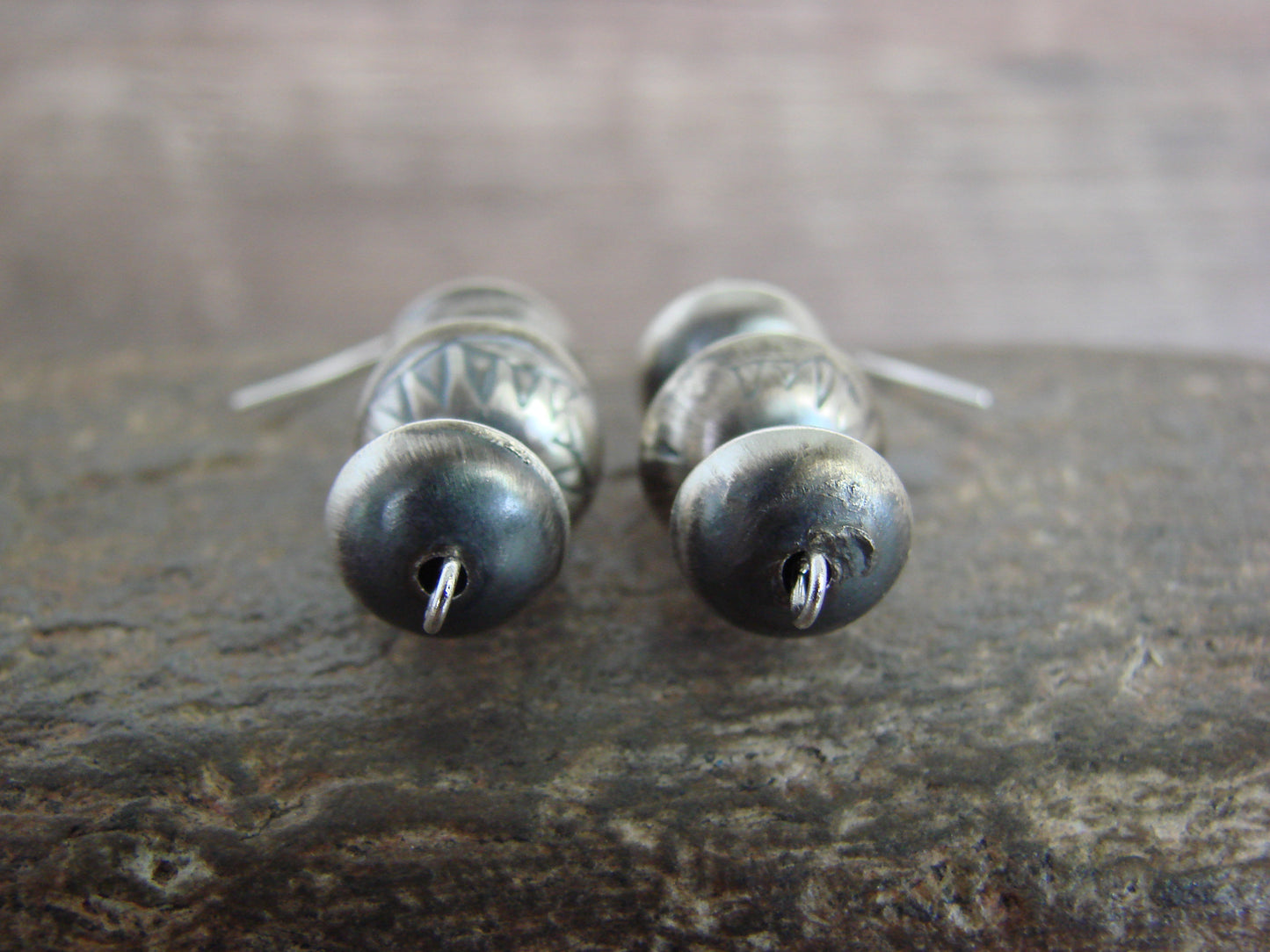 Native American Sterling Silver Navajo Pearl Dangle Earrings by Nez
