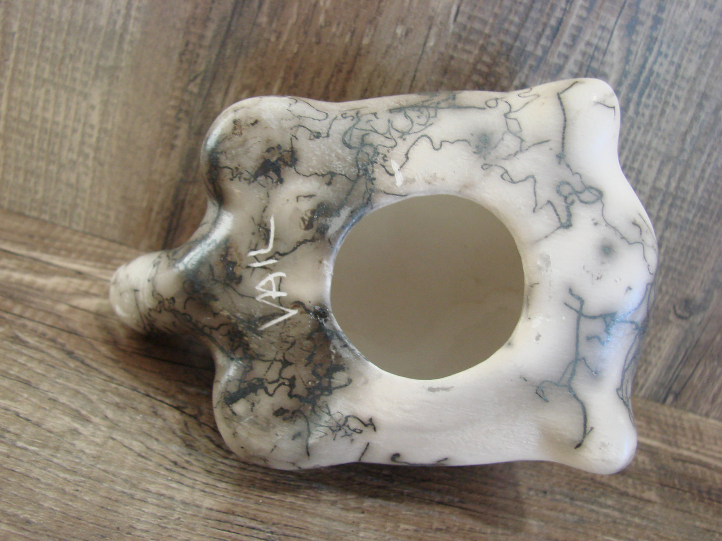 Native American Navajo Indian Pottery Horse Hair Turtle Sculpture by Vail