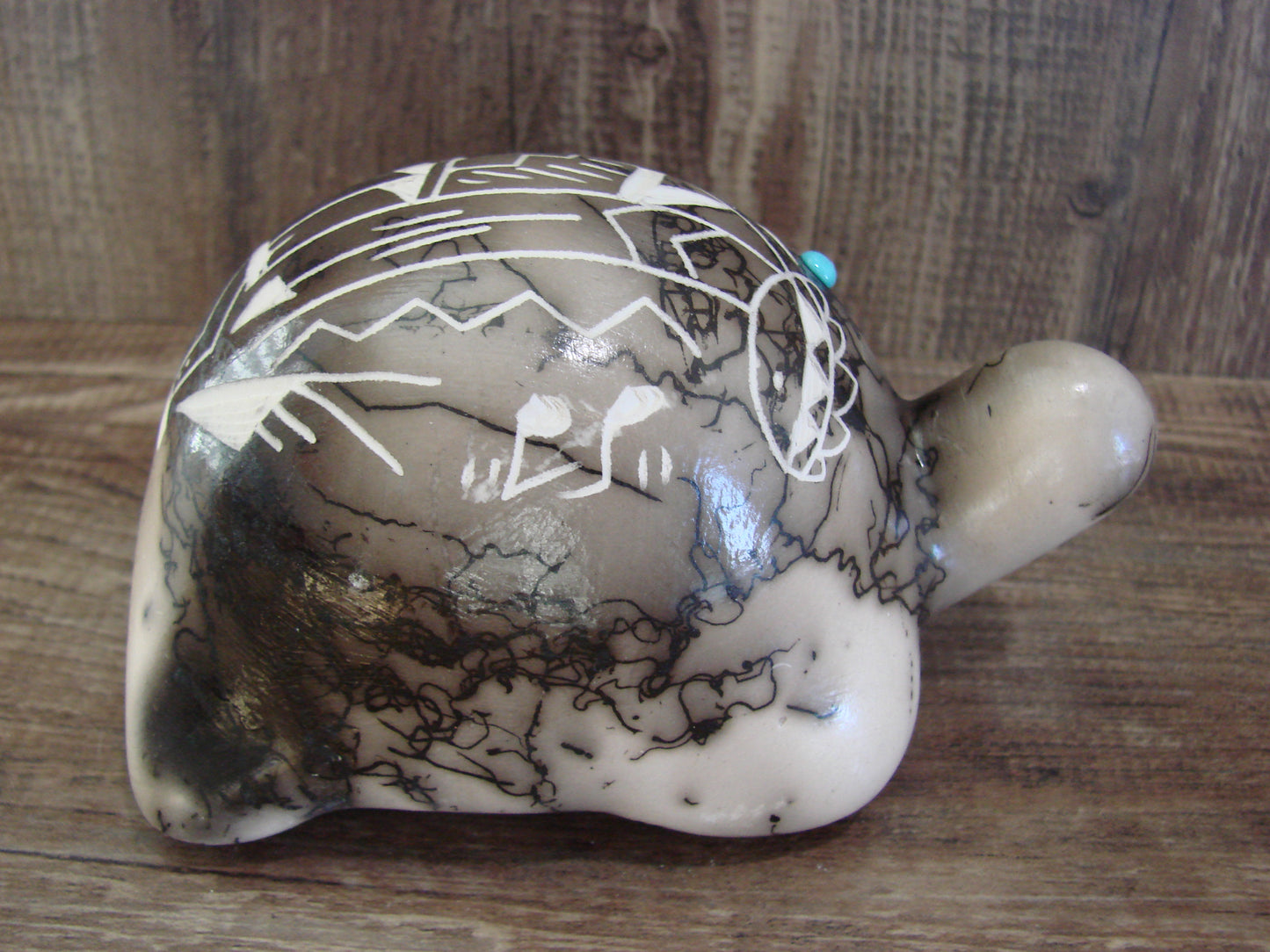 Native American Navajo Indian Pottery Horse Hair Turtle Sculpture by Vail