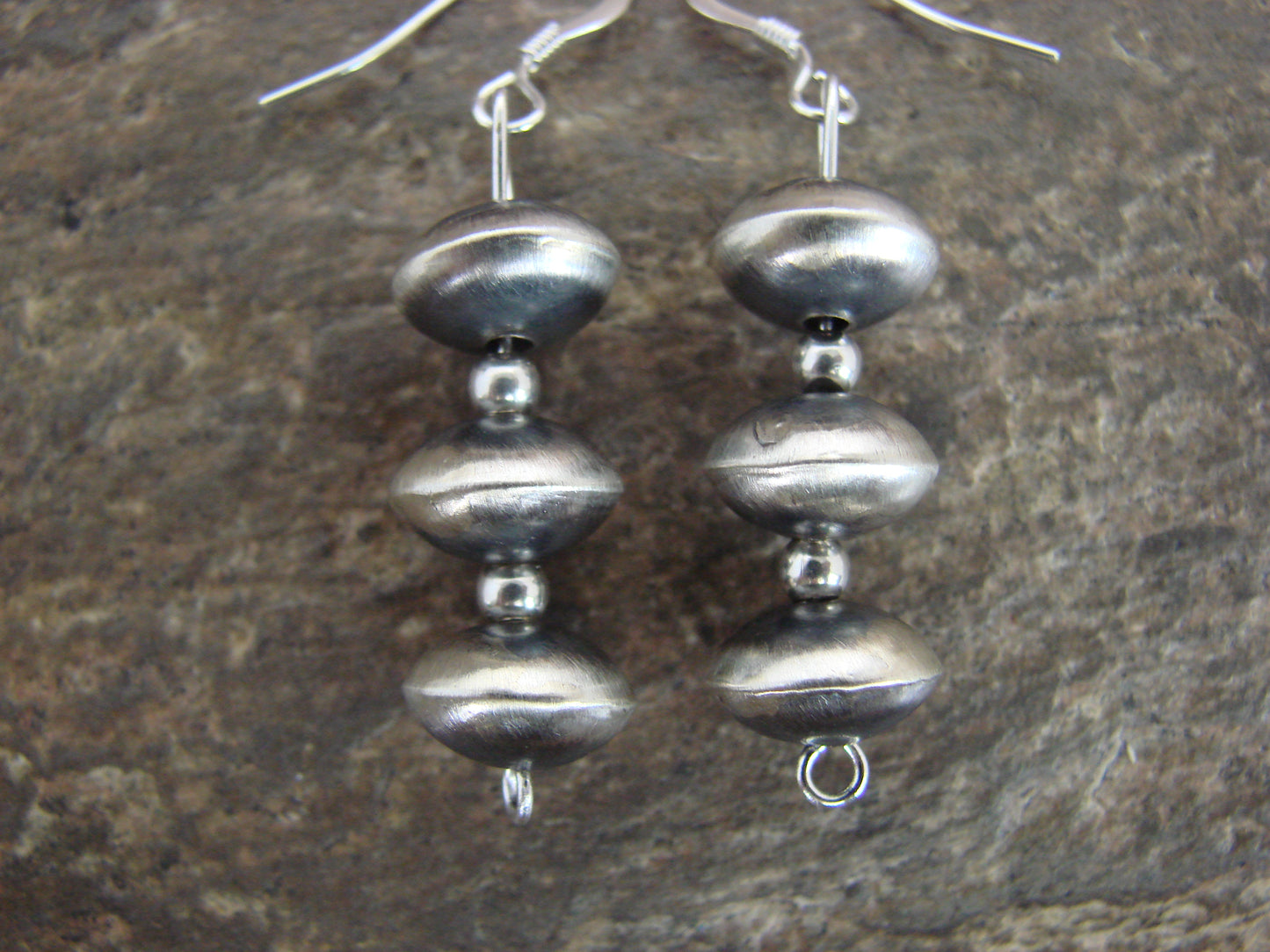 Native American Sterling Silver Navajo Pearl Dangle Earrings by Nez