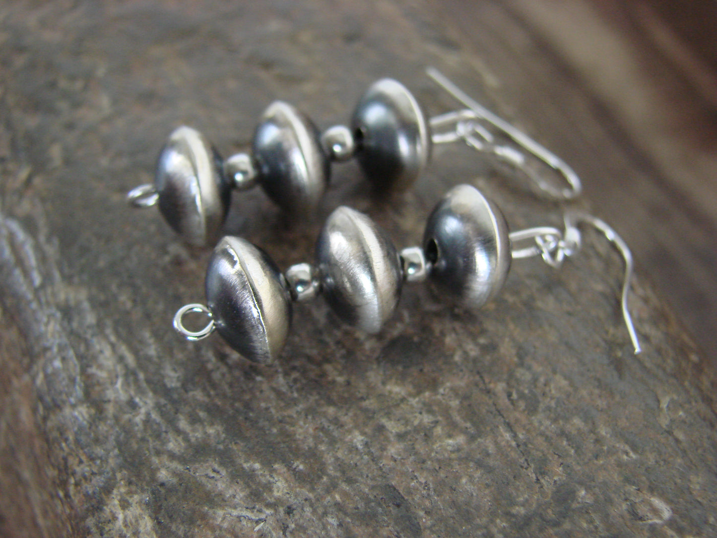 Native American Sterling Silver Navajo Pearl Dangle Earrings by Nez