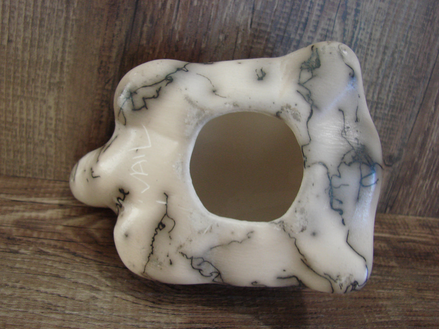 Native American Navajo Indian Pottery Horse Hair Turtle Sculpture by Vail