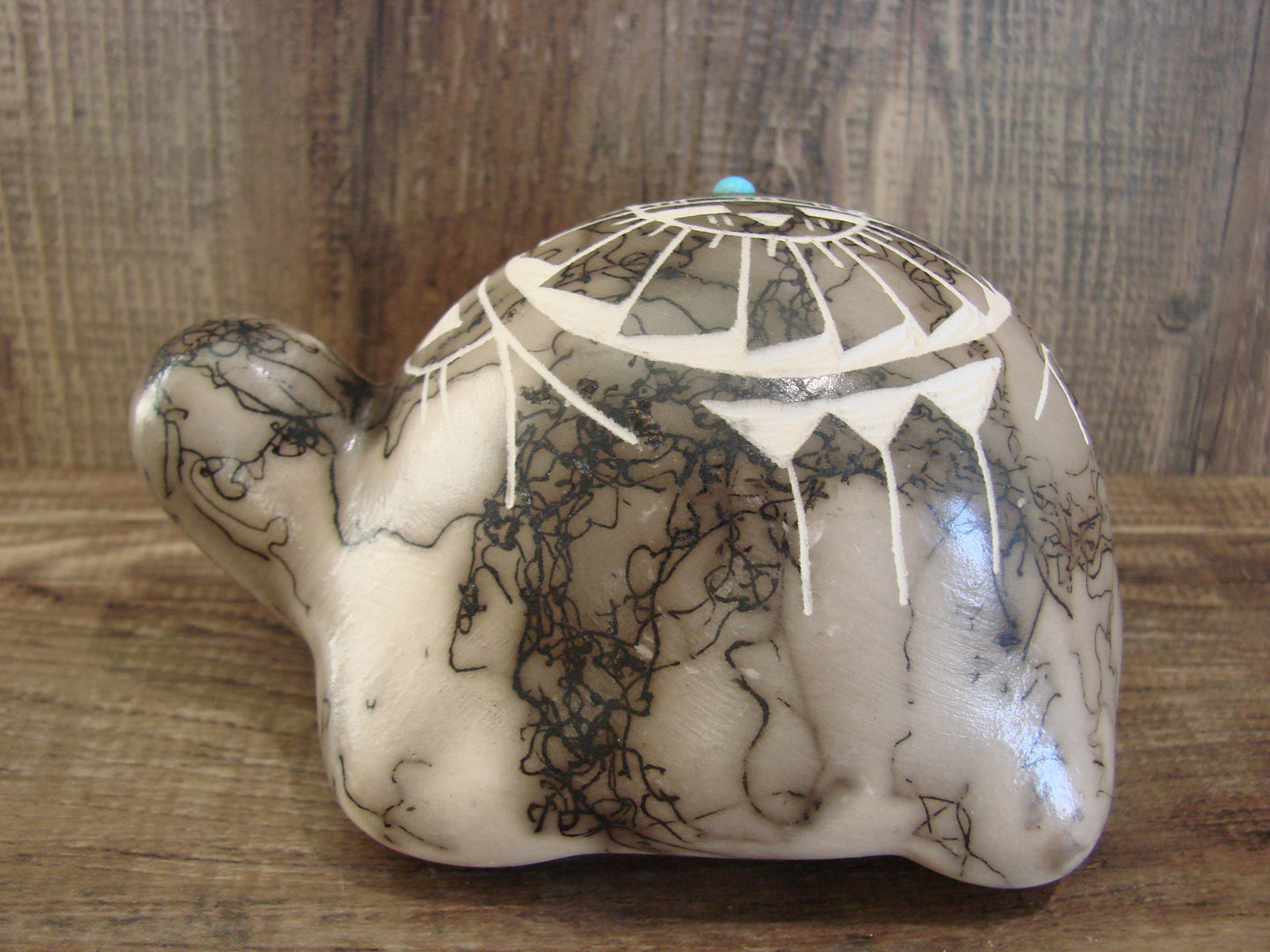 Native American Navajo Indian Pottery Horse Hair Turtle Sculpture by Vail