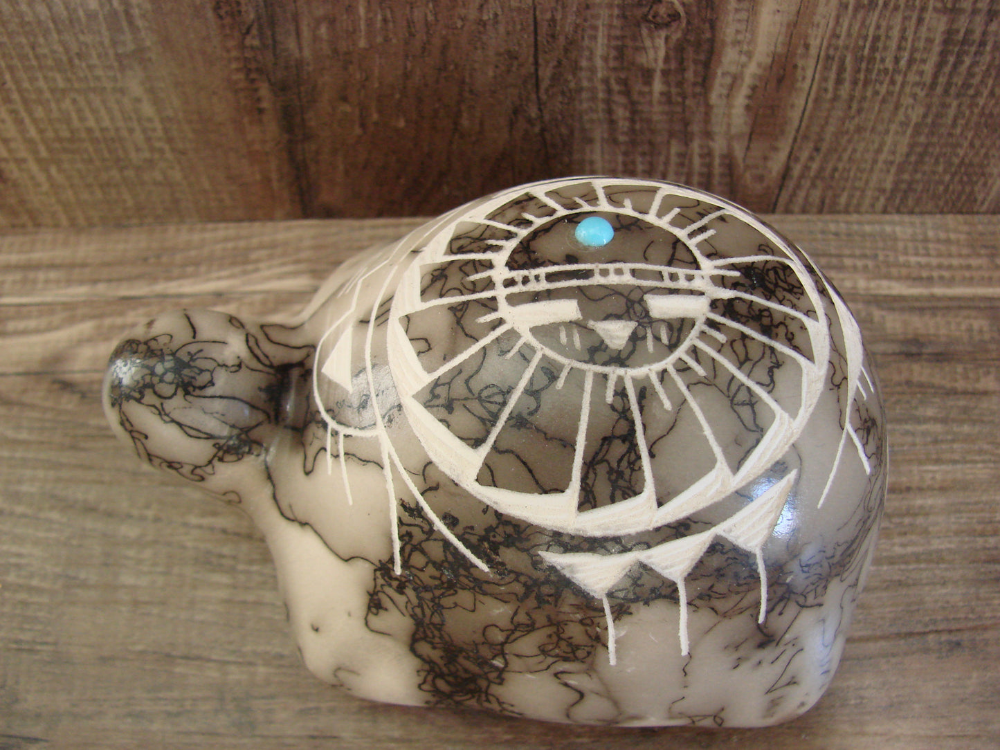 Native American Navajo Indian Pottery Horse Hair Turtle Sculpture by Vail