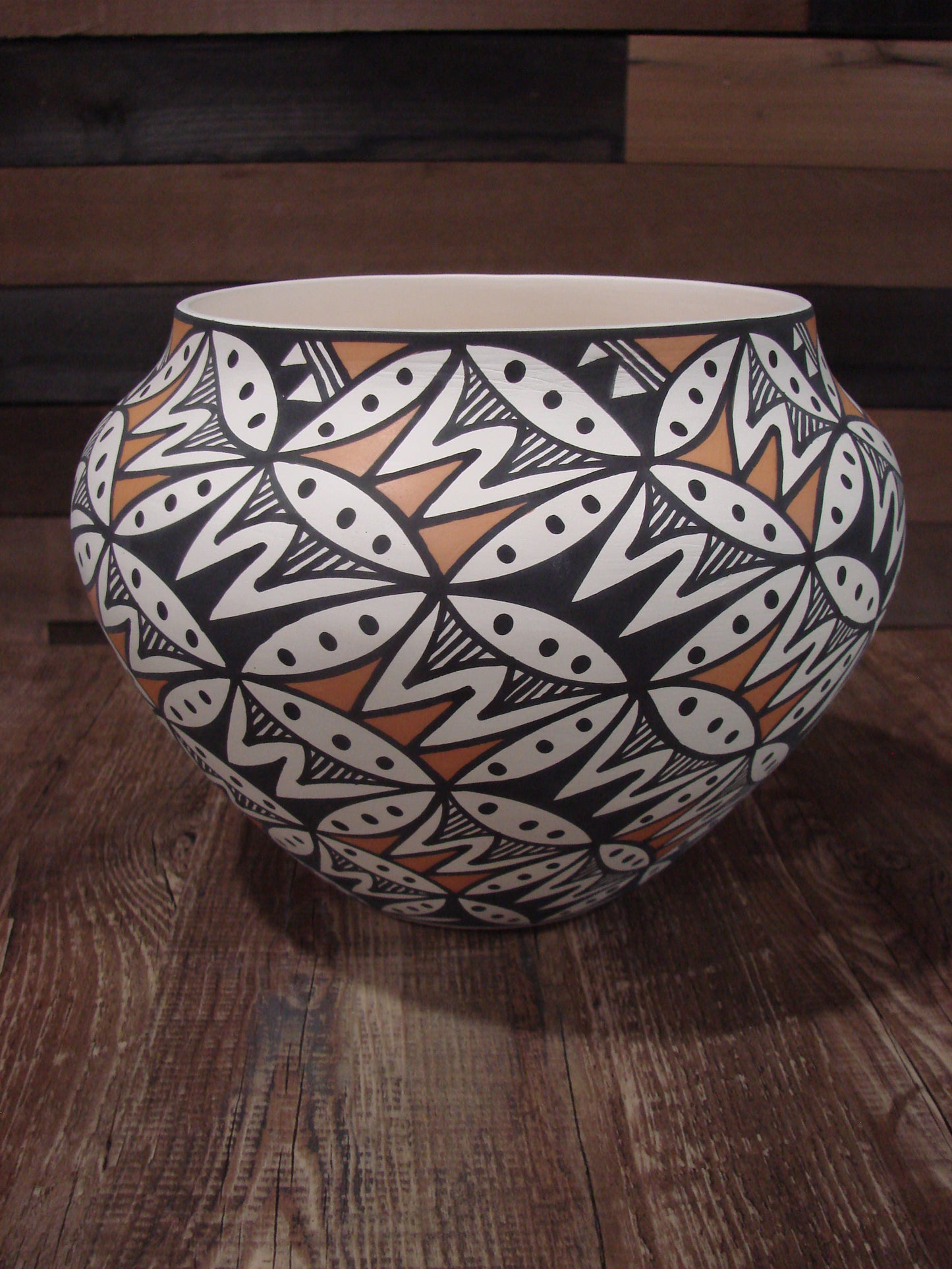 Native American Fine Line Laguna Hand Painted Pottery by DW