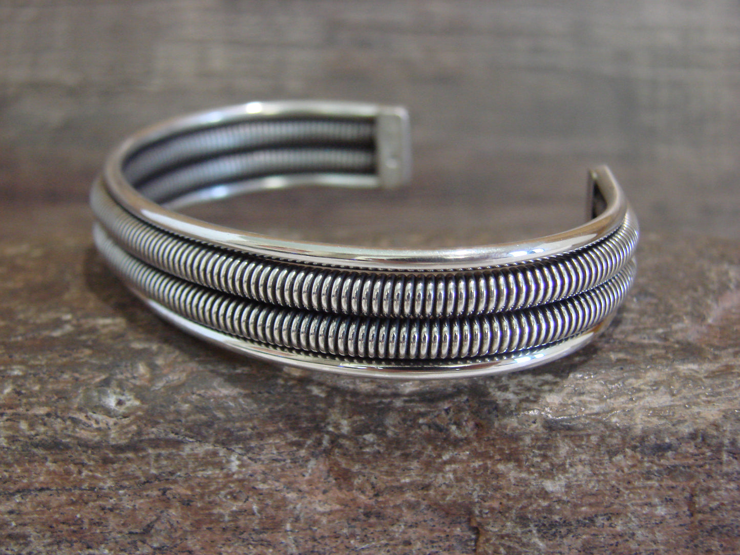 Native American Twisted Sterling Silver Bracelet Cuff by Tahe