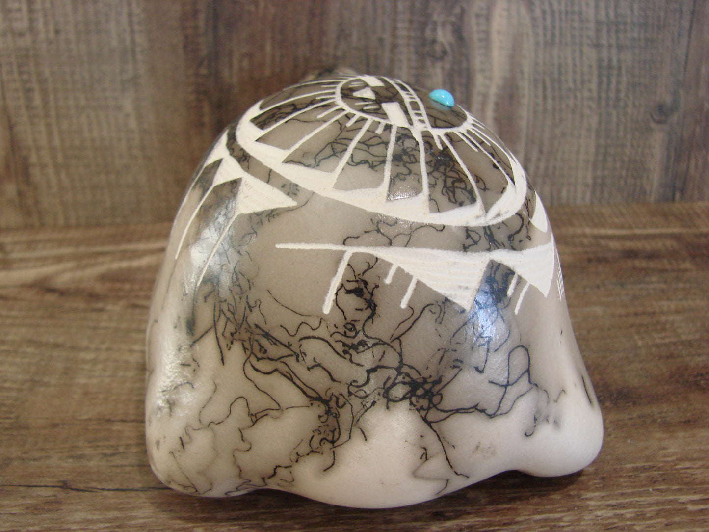 Native American Navajo Indian Pottery Horse Hair Turtle Sculpture by Vail