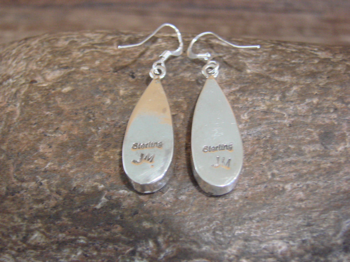 Native American Sterling Silver & Turquoise Inlay Dangle Earrings by Manygoats