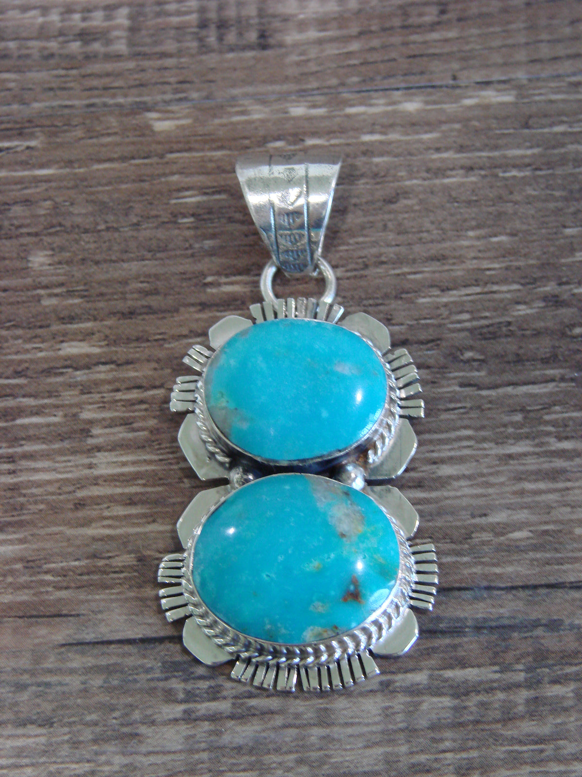 Native American Sterling Silver & Turquoise Pendant by Delgarito