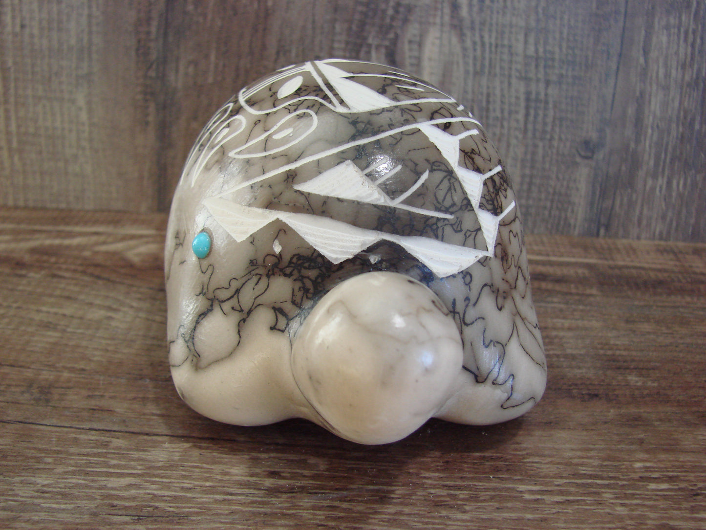 Native American Navajo Indian Pottery Horse Hair Turtle Sculpture by Vail