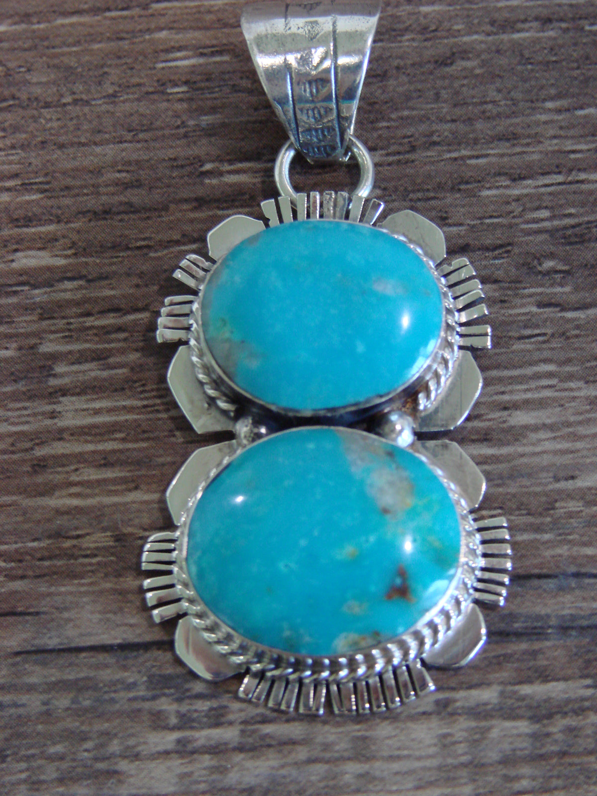 Native American Sterling Silver & Turquoise Pendant by Delgarito