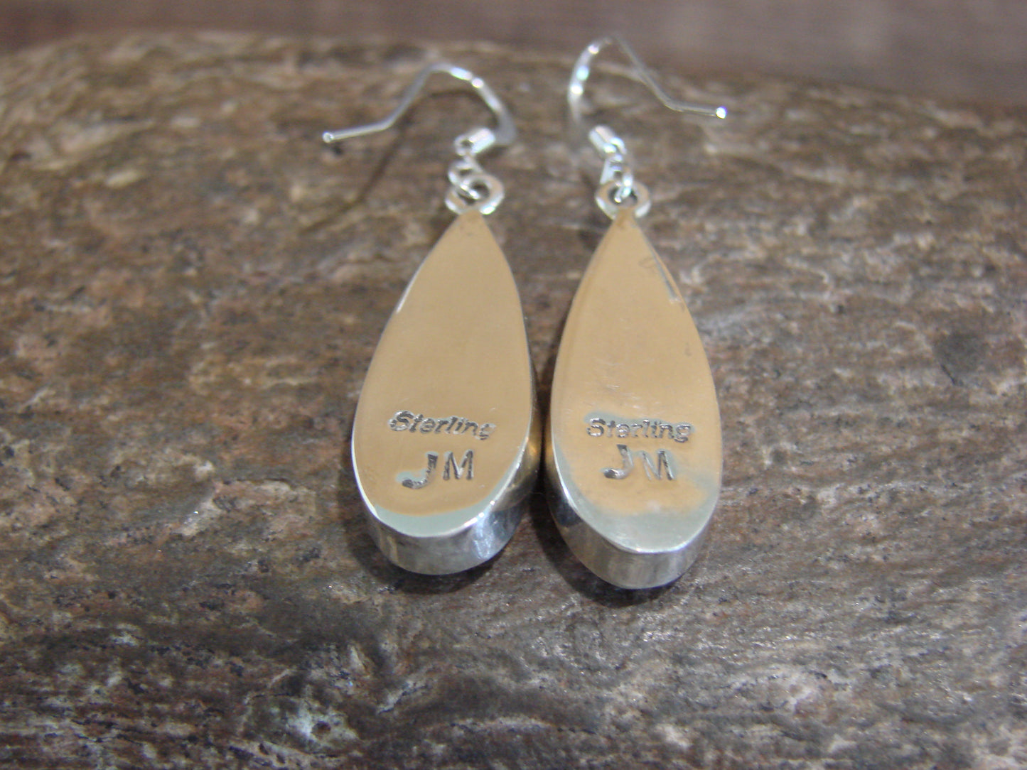 Native American Sterling Silver & Onyx Inlay Dangle Earrings by Manygoats