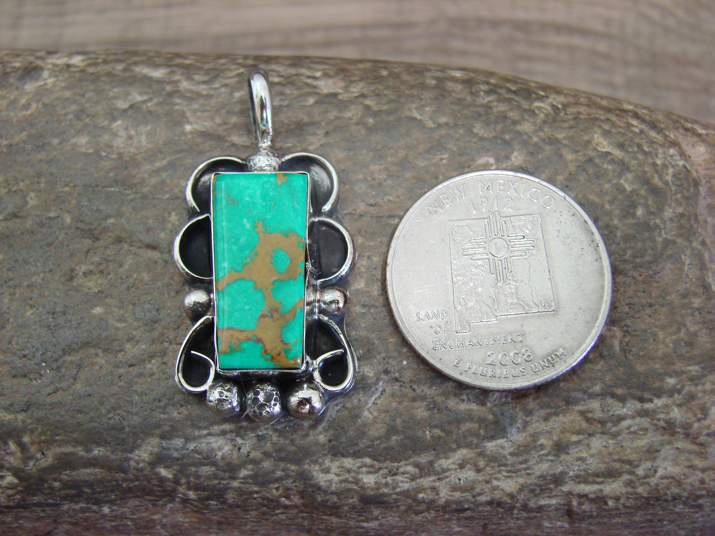 Native American Nickel Silver & Turquoise Howlite Pendant - Cleveland
