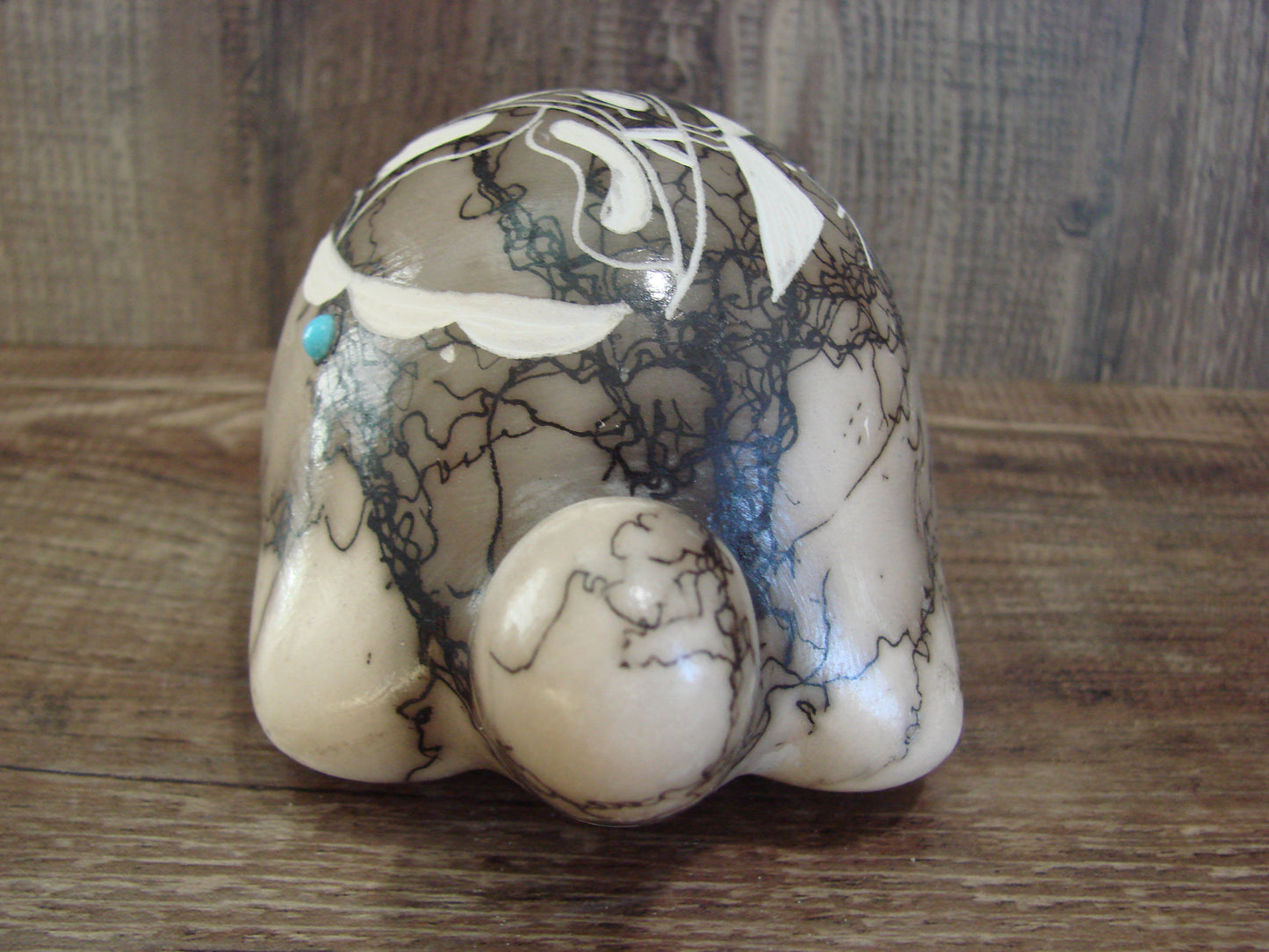 Native American Navajo Indian Pottery Horse Hair Turtle Sculpture by Vail