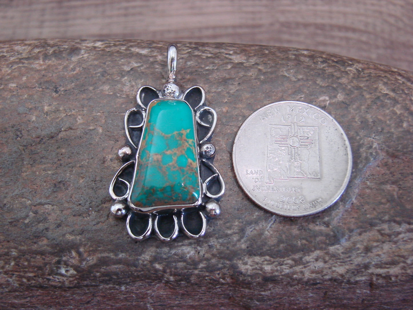 Native American Nickel Silver & Turquoise Howlite Pendant - Cleveland