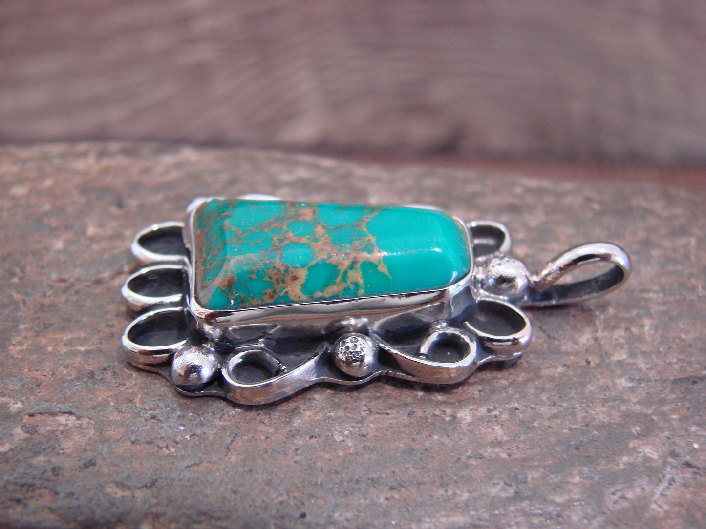 Native American Nickel Silver & Turquoise Howlite Pendant - Cleveland
