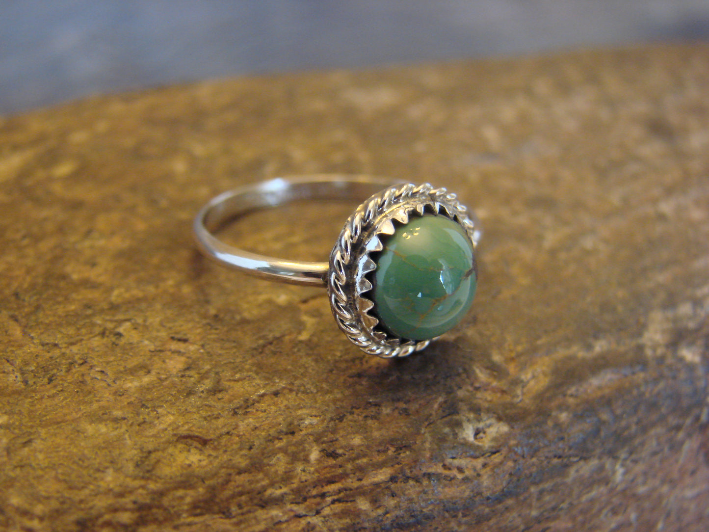 Native American Sterling Silver & Turquoise Ring by White - Size 6.5
