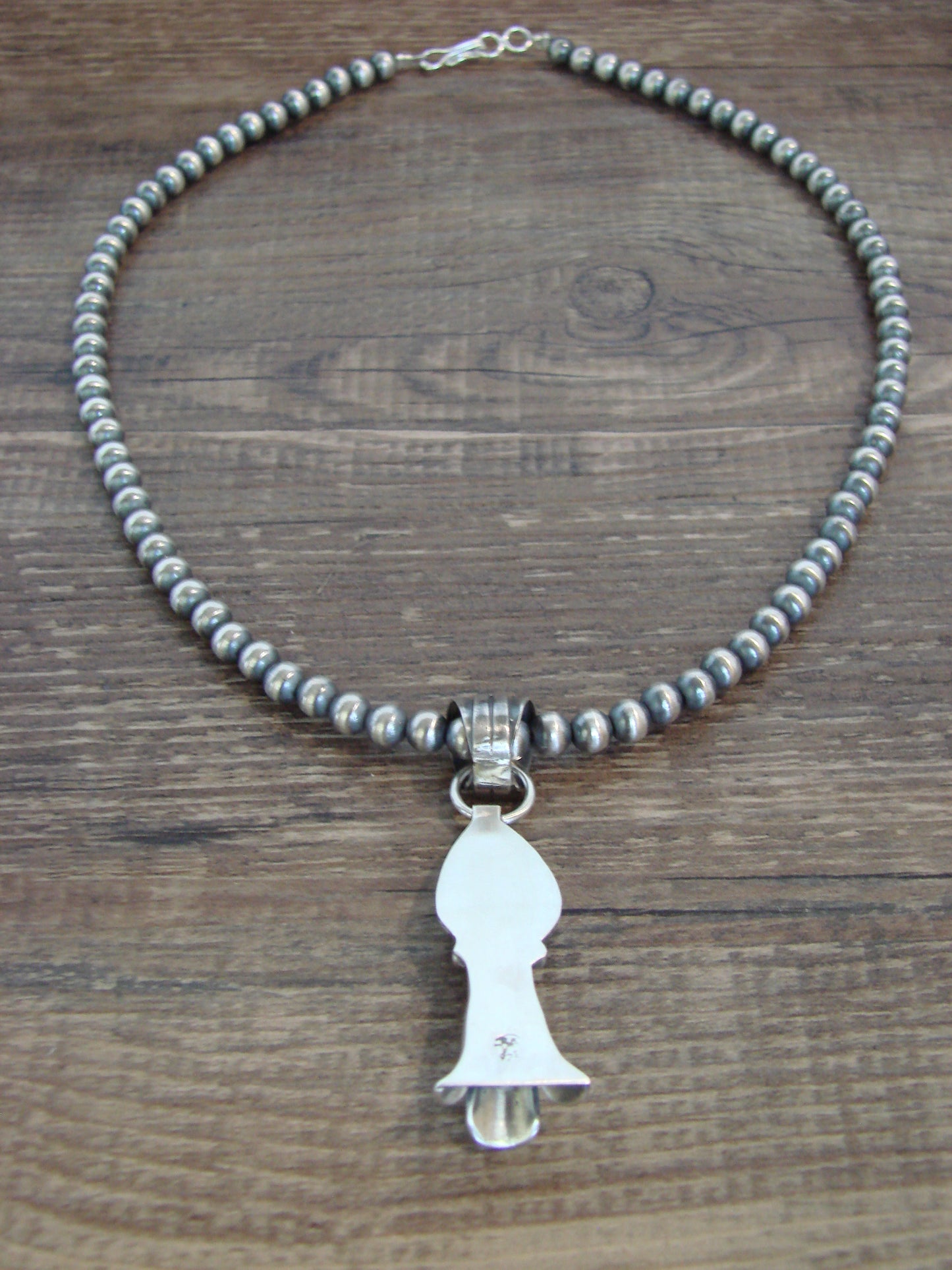 Native American 16" Sterling Silver Turquoise & Navajo Pearl Necklace by Betone