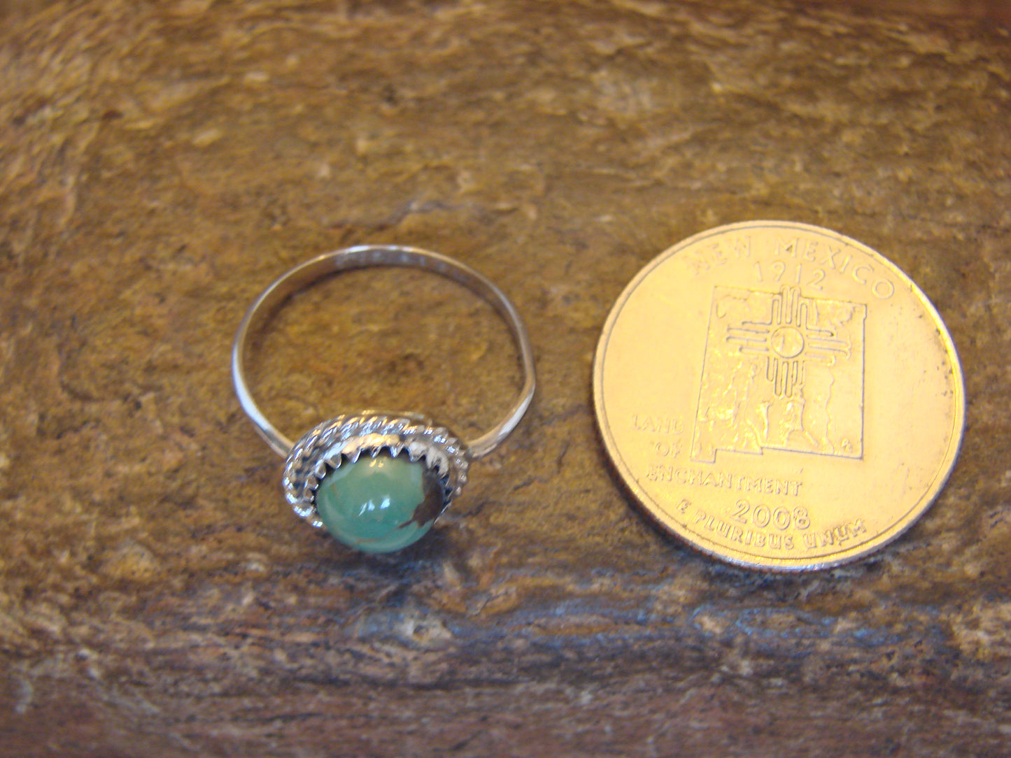Native American Sterling Silver & Turquoise Ring by White - Size 6.5