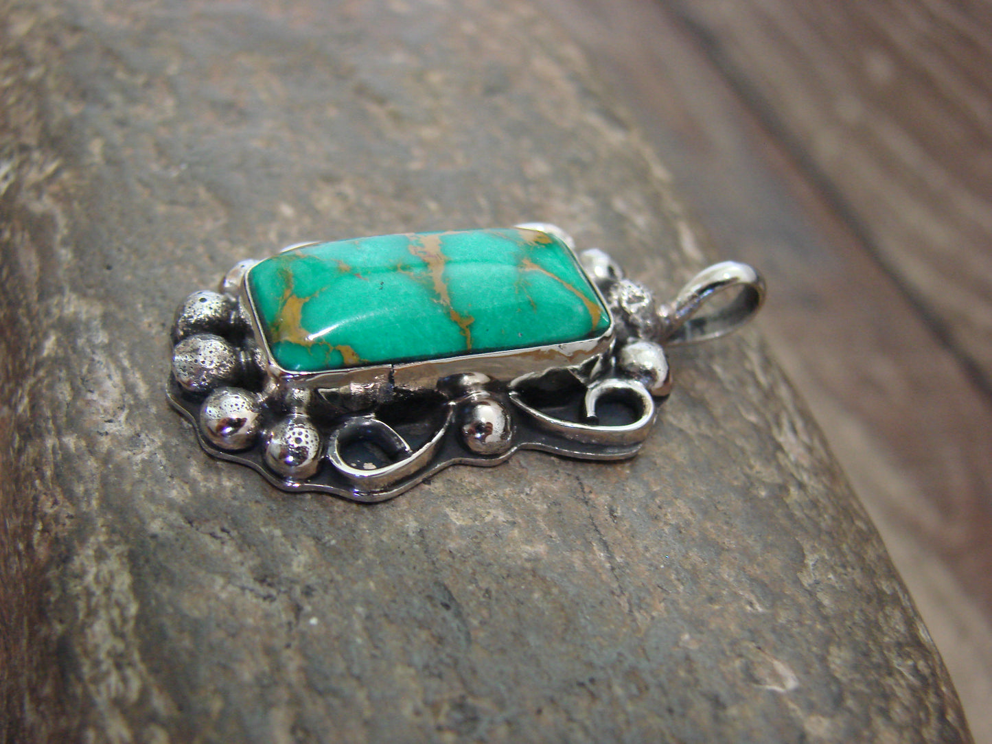 Native American Nickel Silver & Turquoise Howlite Pendant - Cleveland