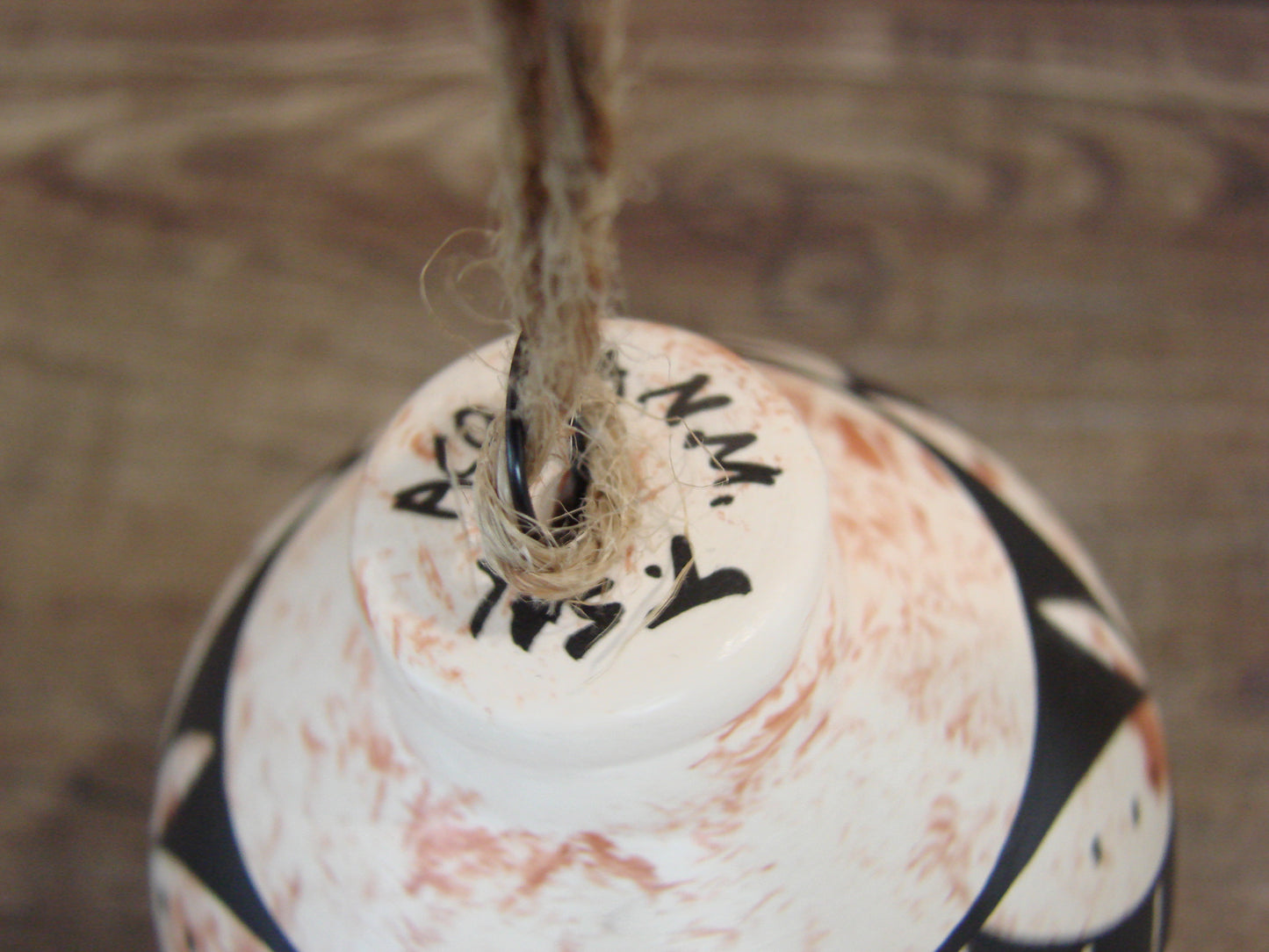 Native American Acoma Indian Hand Painted Fine Line Ornament by T. Sal