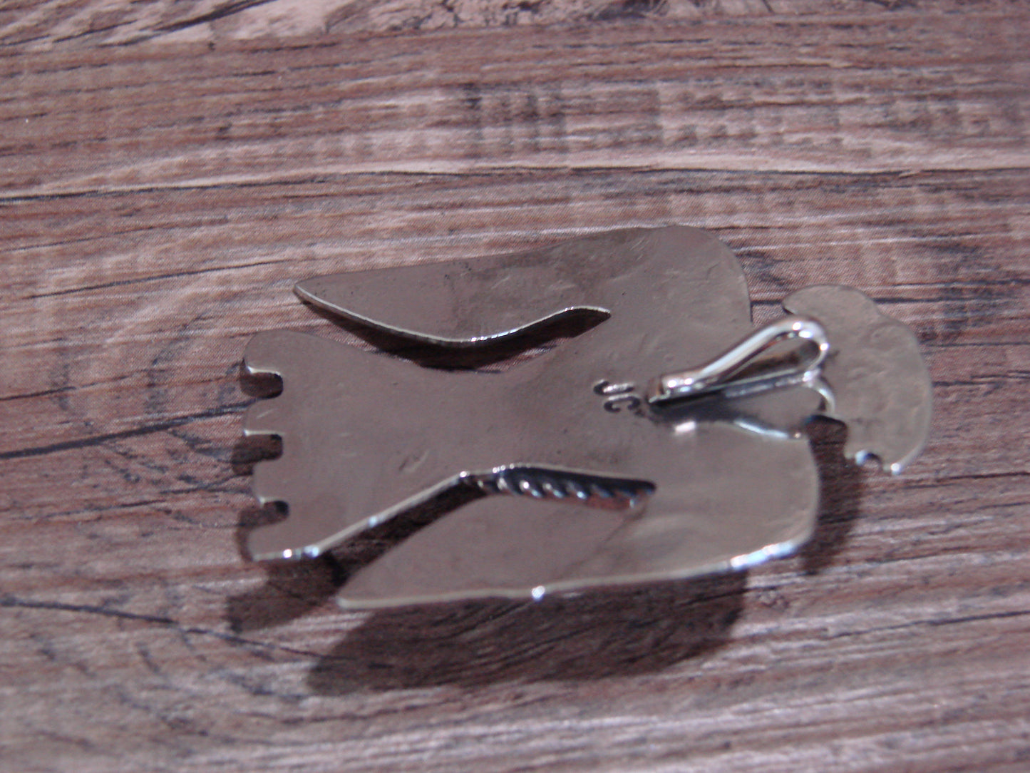 Navajo Indian Nickel Silver & Turquoise Parrot Pendant - Cleveland