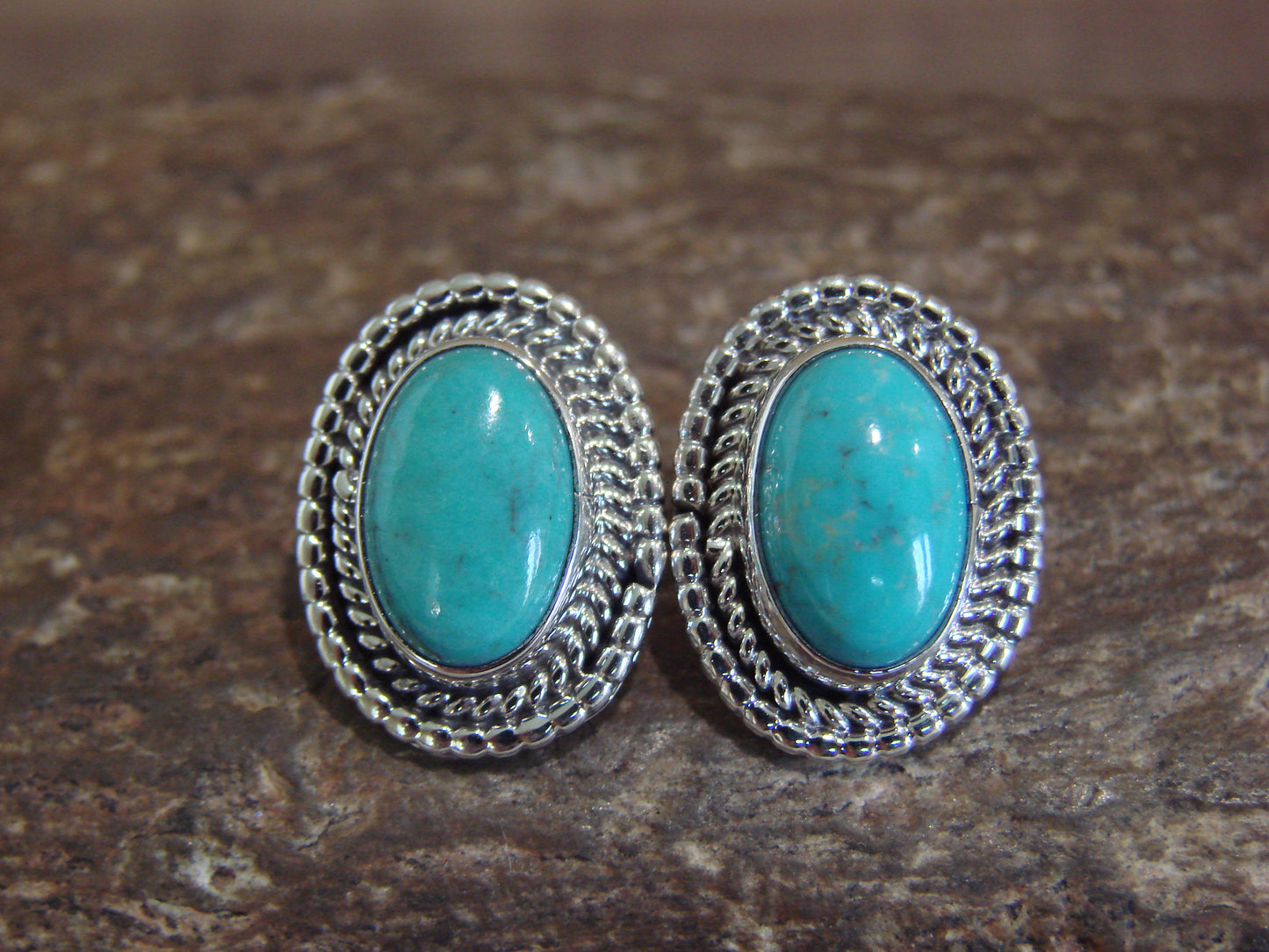 Native American Sterling Silver & Turquoise Post Earrings by Largo