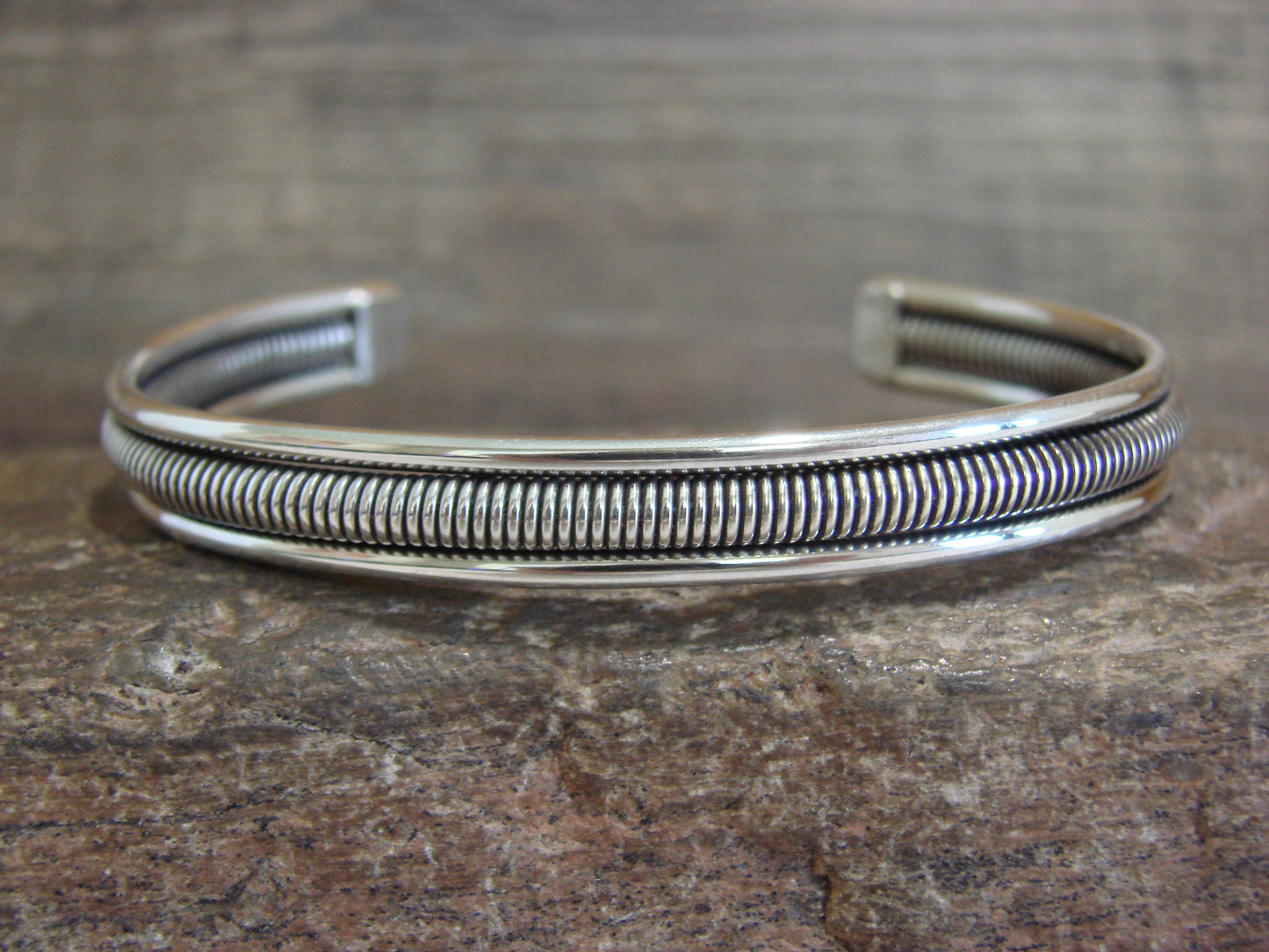 Native American Twisted Sterling Silver Bracelet Cuff by Tahe