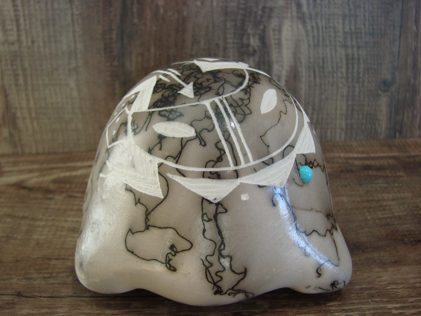 Native American Navajo Indian Pottery Horse Hair Turtle Sculpture by Vail