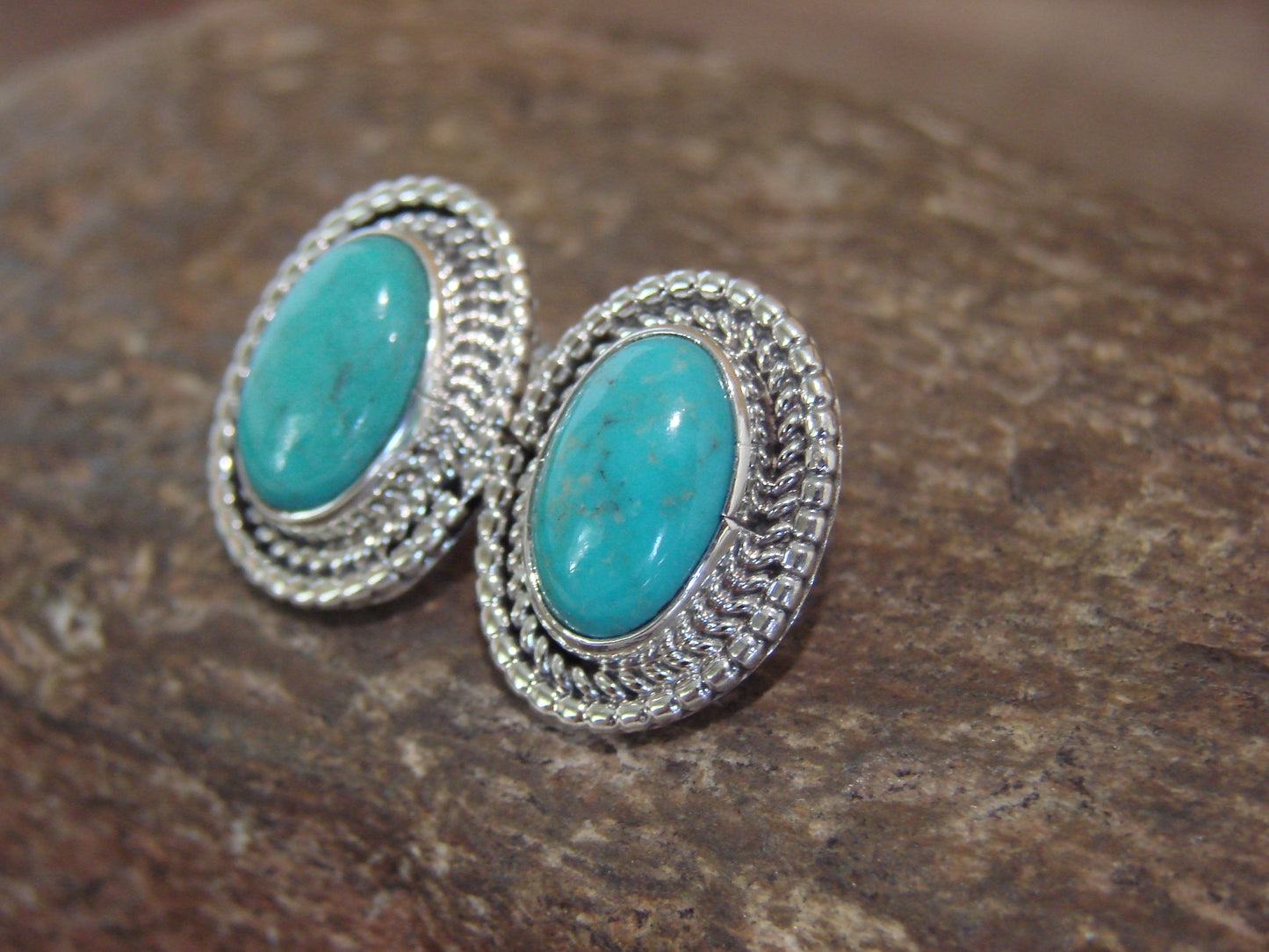 Native American Sterling Silver & Turquoise Post Earrings by Largo