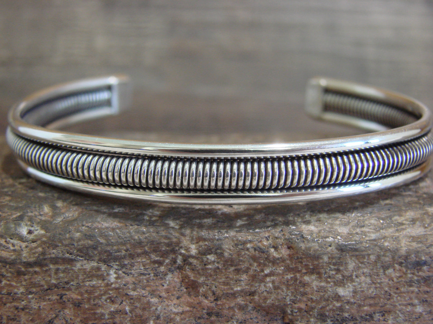 Native American Twisted Sterling Silver Bracelet Cuff by Tahe