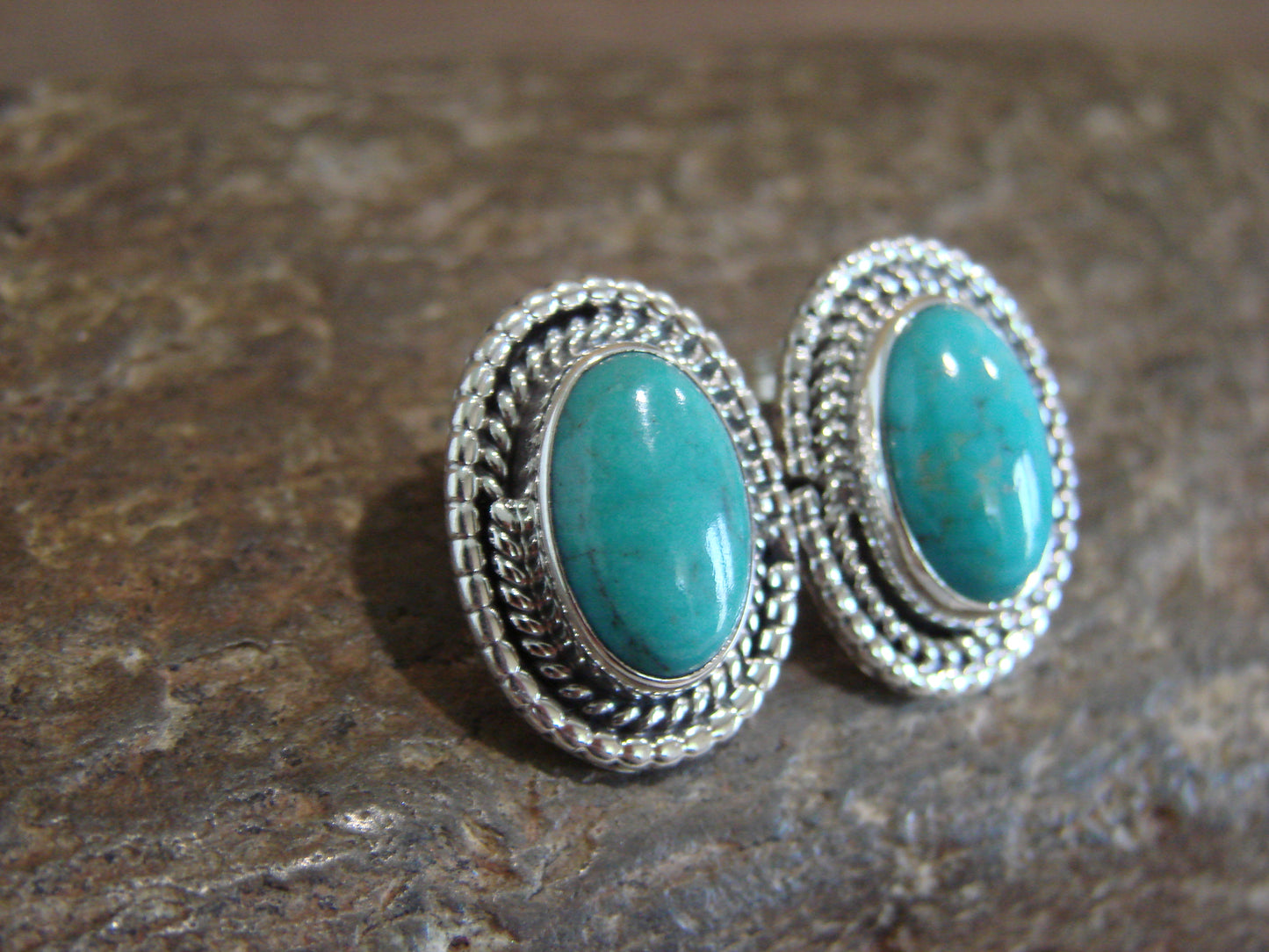Native American Sterling Silver & Turquoise Post Earrings by Largo