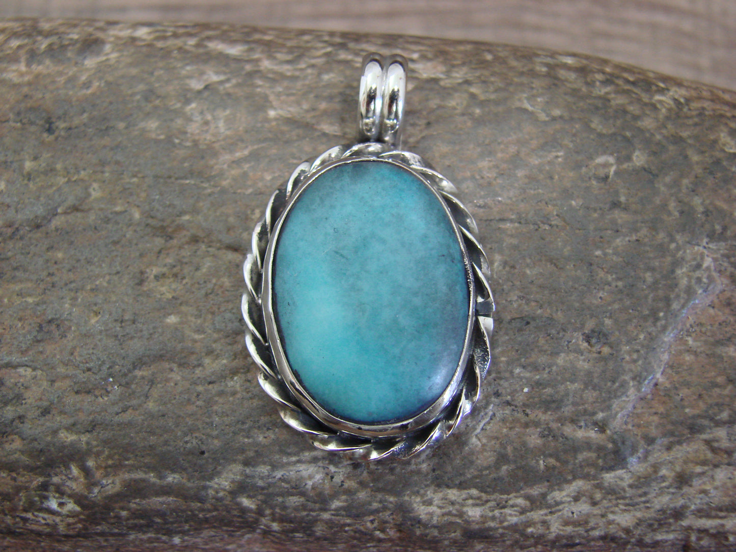 Native American Nickel Silver & Turquoise Howlite Pendant - Cleveland