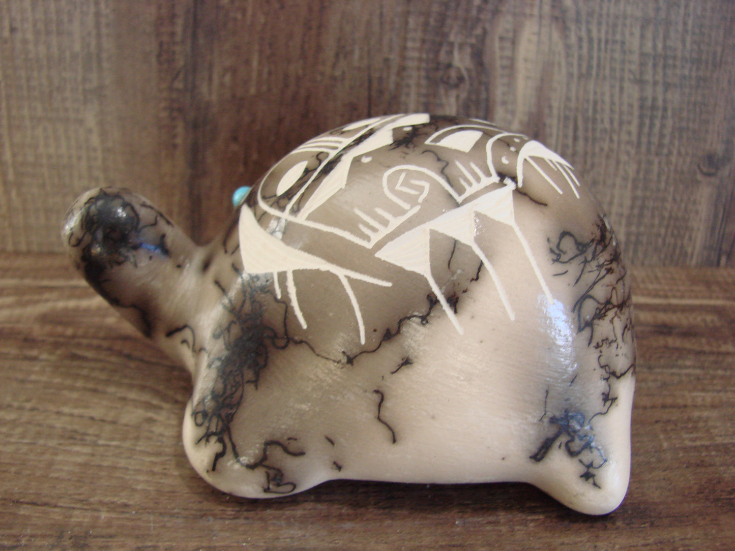 Native American Navajo Indian Pottery Horse Hair Turtle Sculpture by Vail