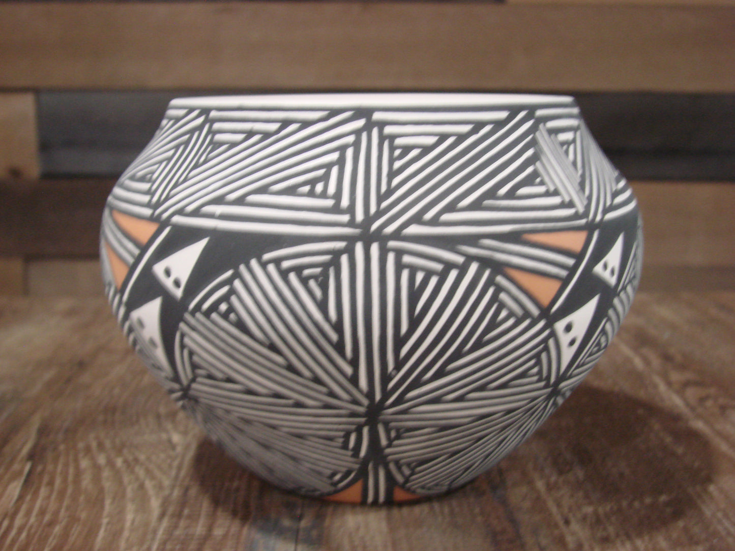Native American Fine Line Laguna Hand Painted Pottery by DW