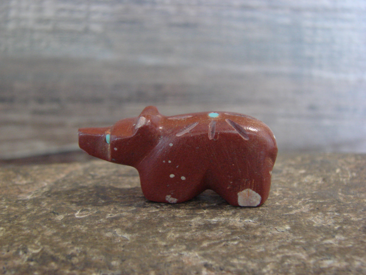 Native American Zuni Indian Hand Carved Pipestone Bear Fetish - B. Phillips