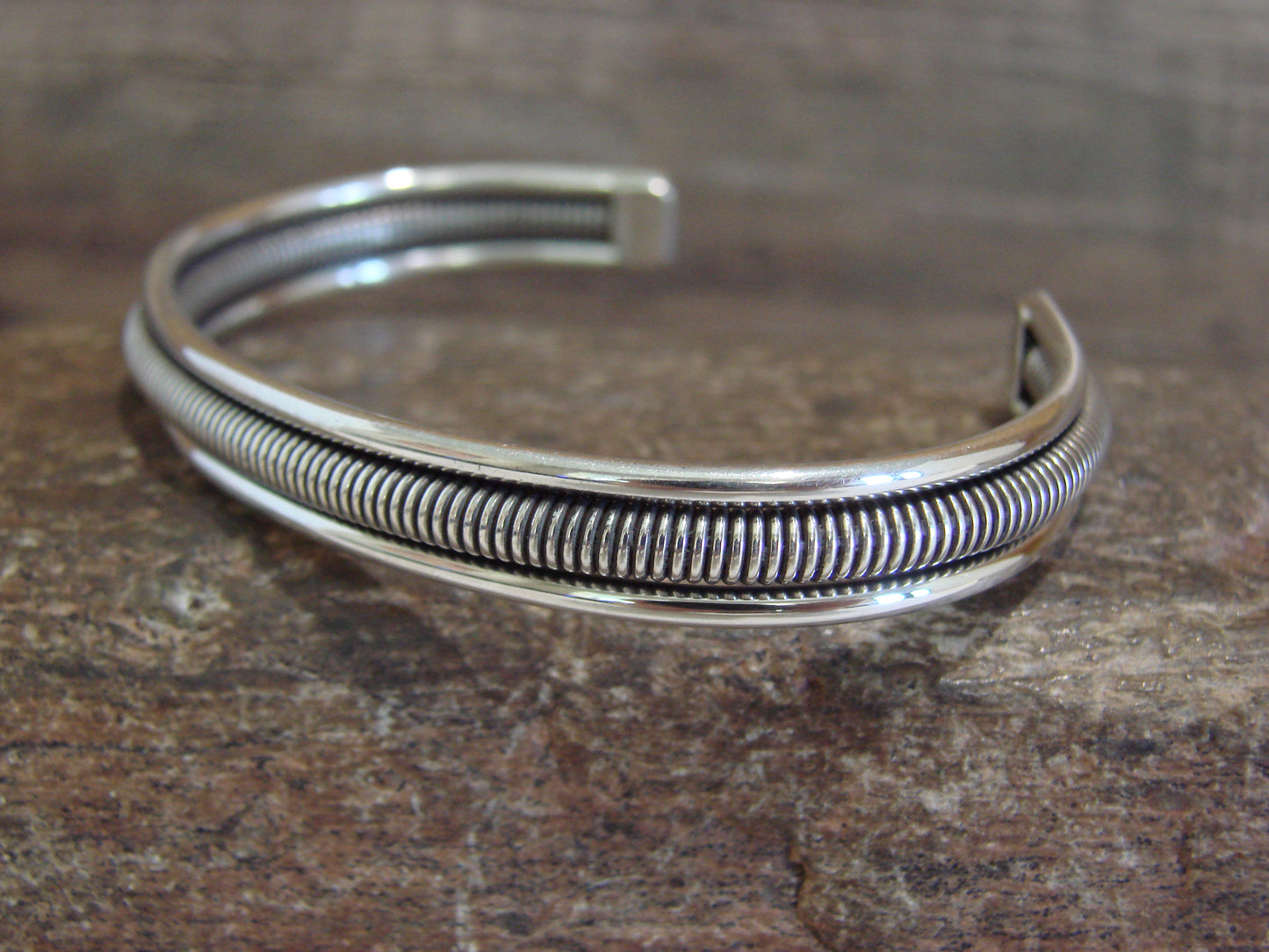 Native American Twisted Sterling Silver Bracelet Cuff by Tahe