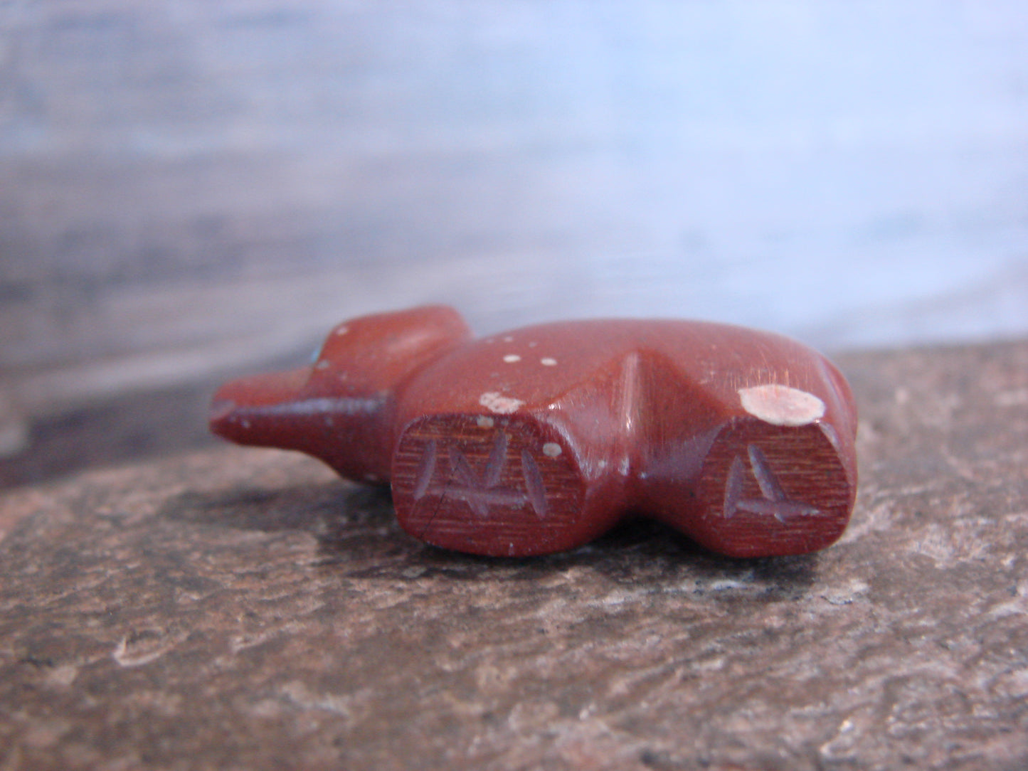 Native American Zuni Indian Hand Carved Pipestone Bear Fetish - B. Phillips