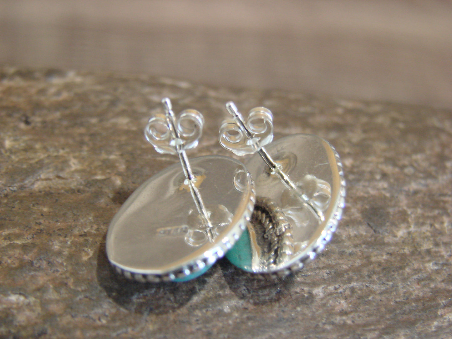 Native American Sterling Silver & Turquoise Post Earrings by Largo