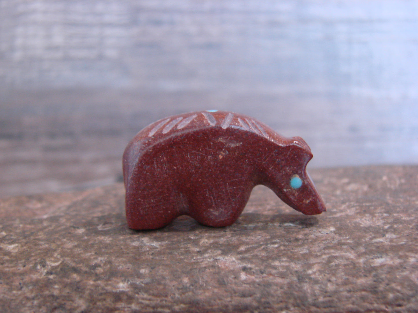 Native American Zuni Indian Hand Carved Pipestone Bear Fetish - B. Phillips