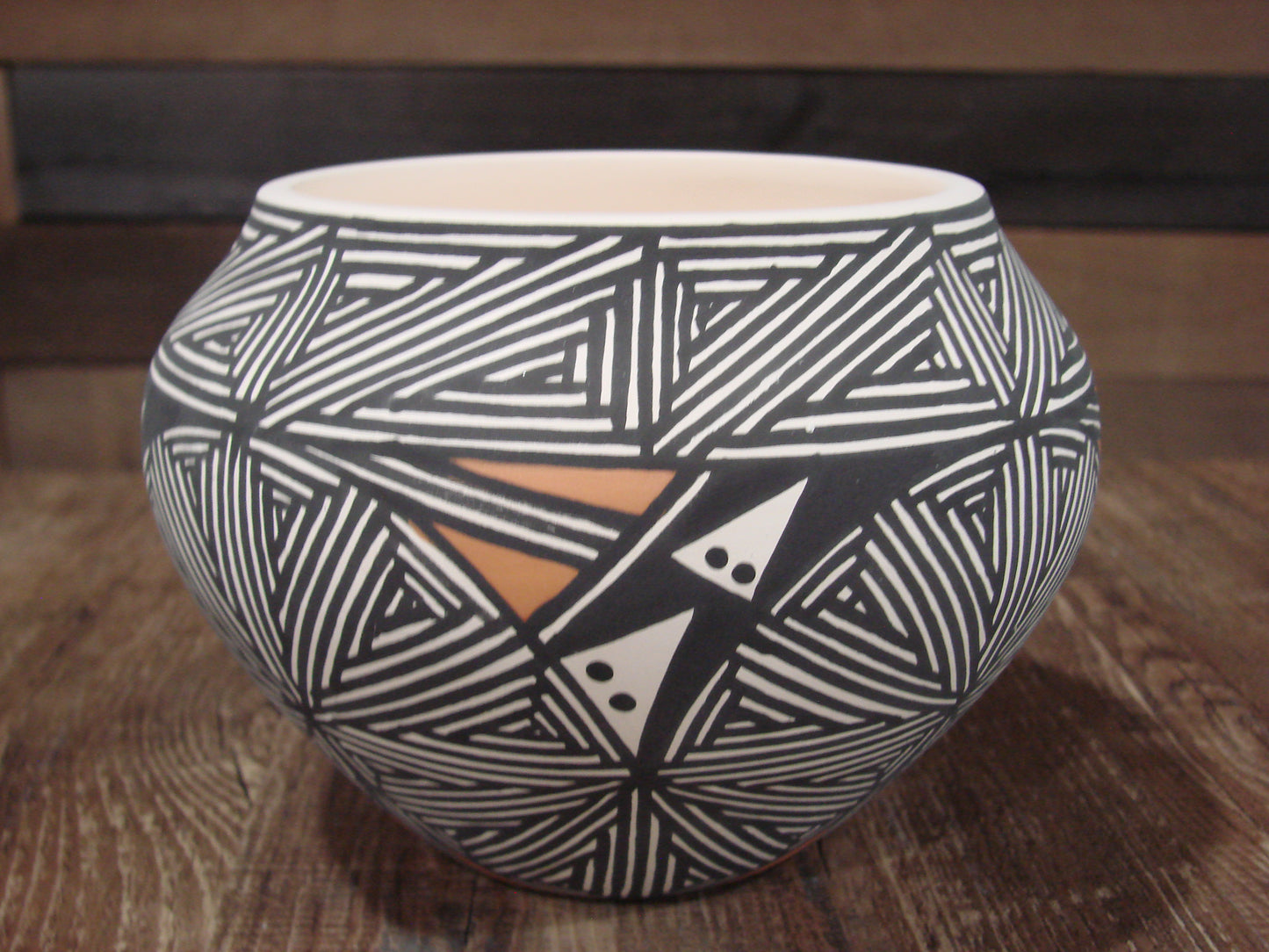 Native American Fine Line Laguna Hand Painted Pottery by DW