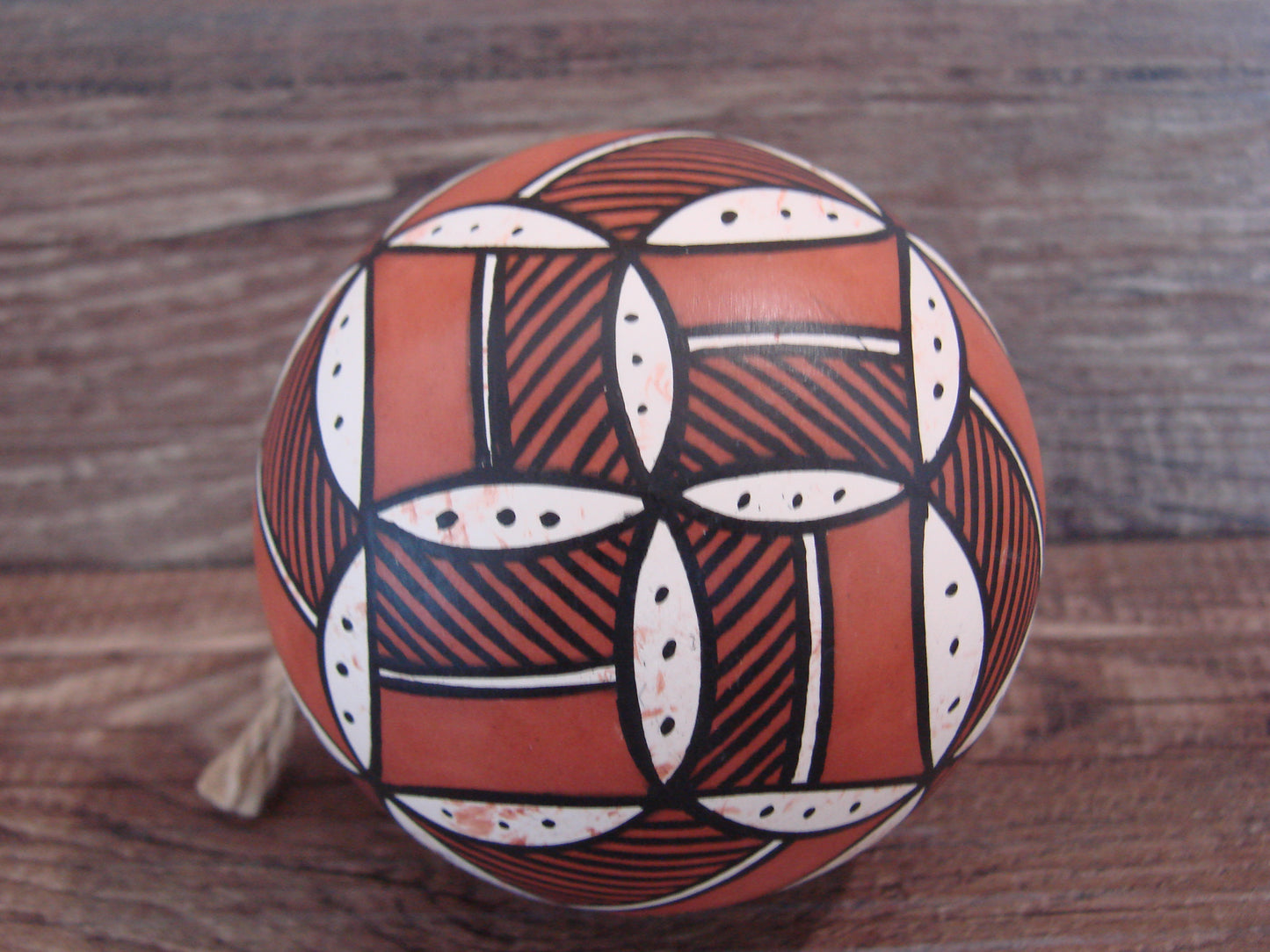 Native American Acoma Indian Hand Painted Fine Line Ornament by T. Sal