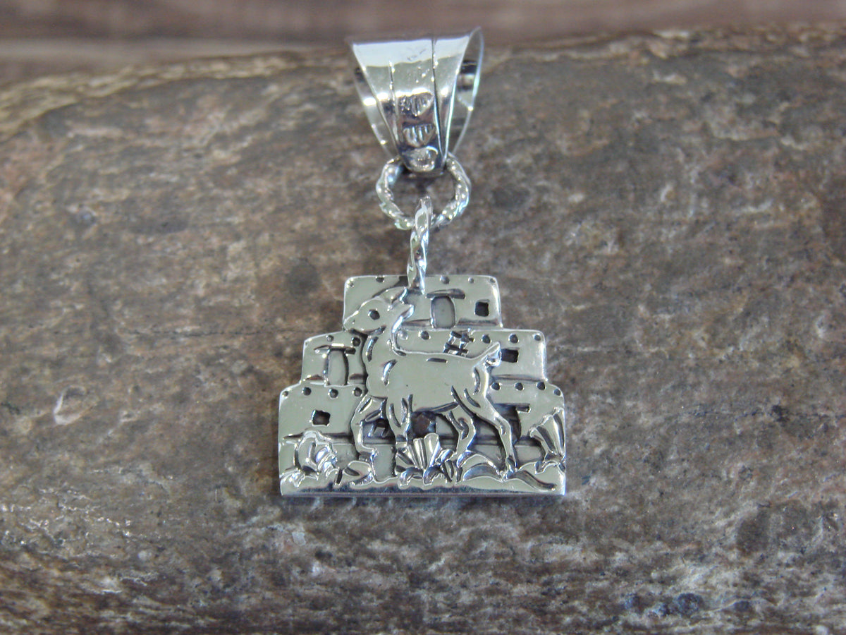 Native American Sterling Silver Deer Pendant by Wood