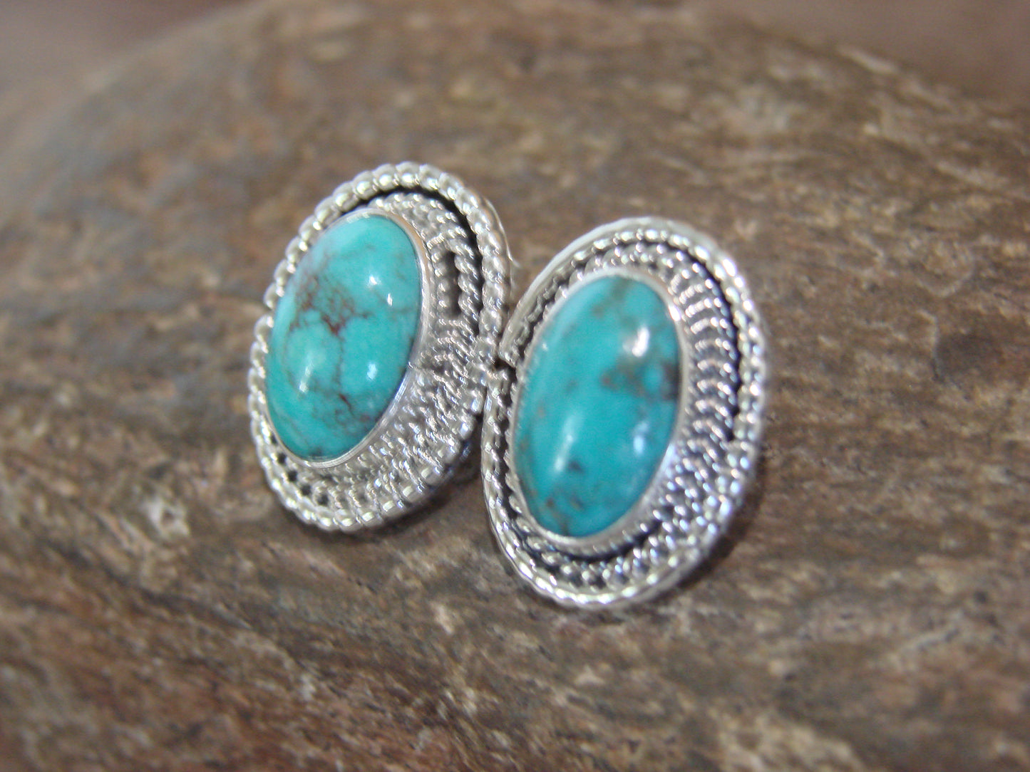 Native American Sterling Silver & Turquoise Post Earrings by Largo